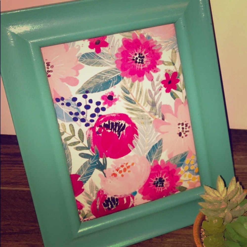 Turquoise & Floral Picture Frame 🖼